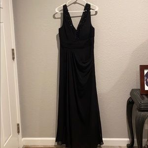 Black V neck formal dress